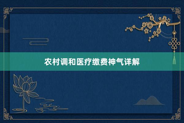 农村调和医疗缴费神气详解